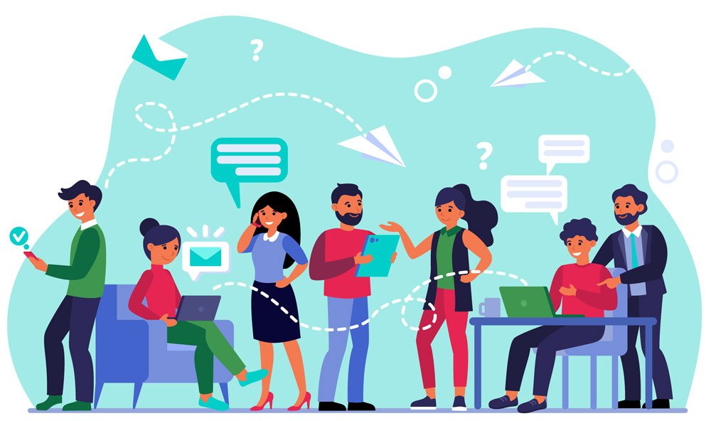 Illustration for 20- Make it clear how and through which channels employees may communicate inside and outside the business.